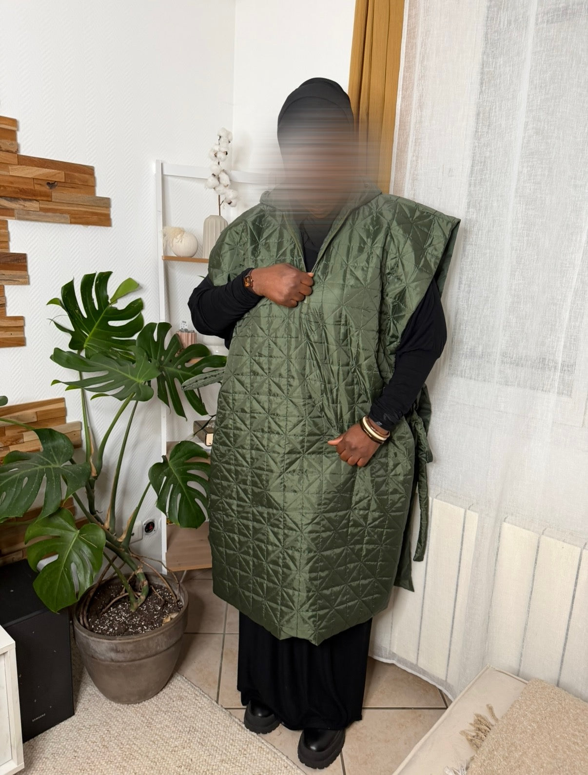 Manteau cape vert kaki