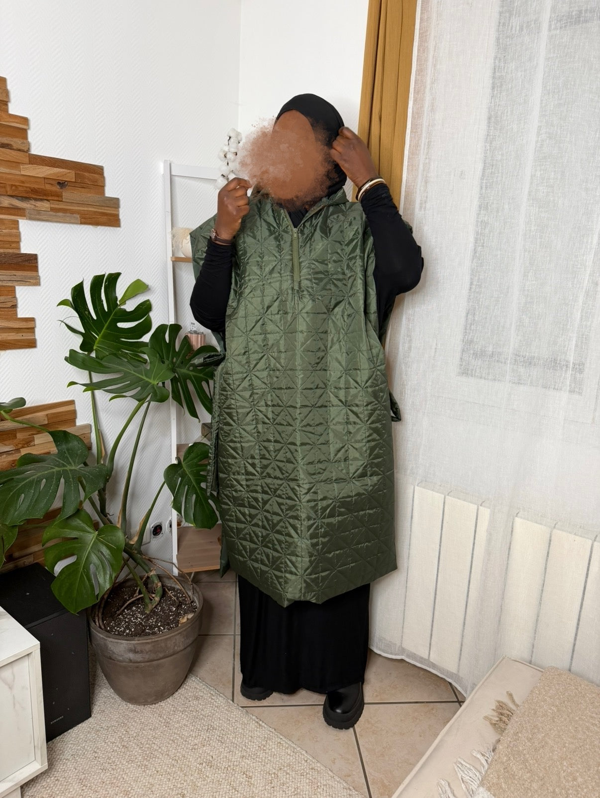 Manteau cape vert kaki