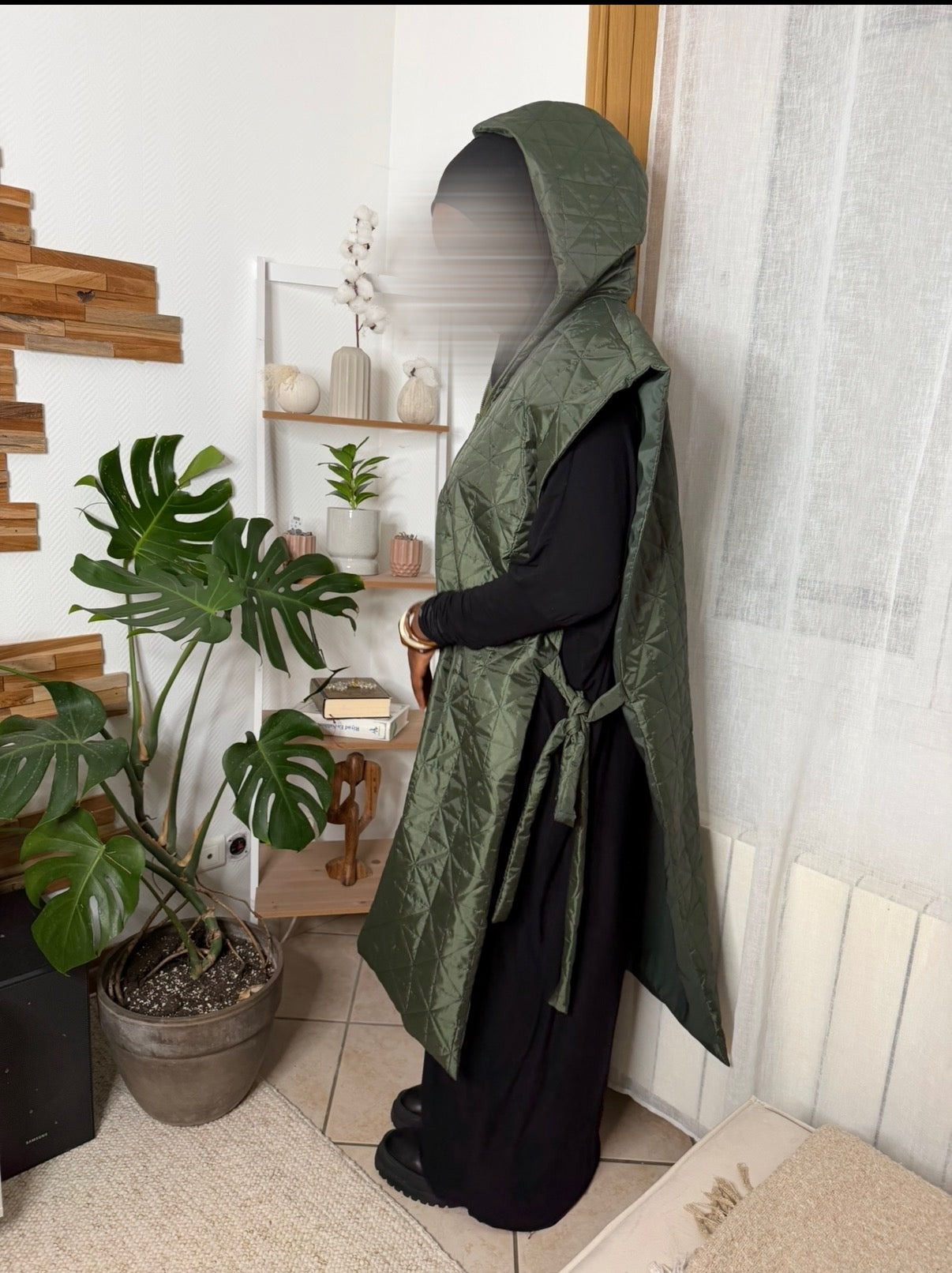 Manteau cape vert kaki