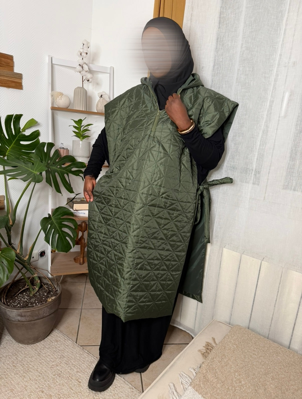 Manteau cape vert kaki