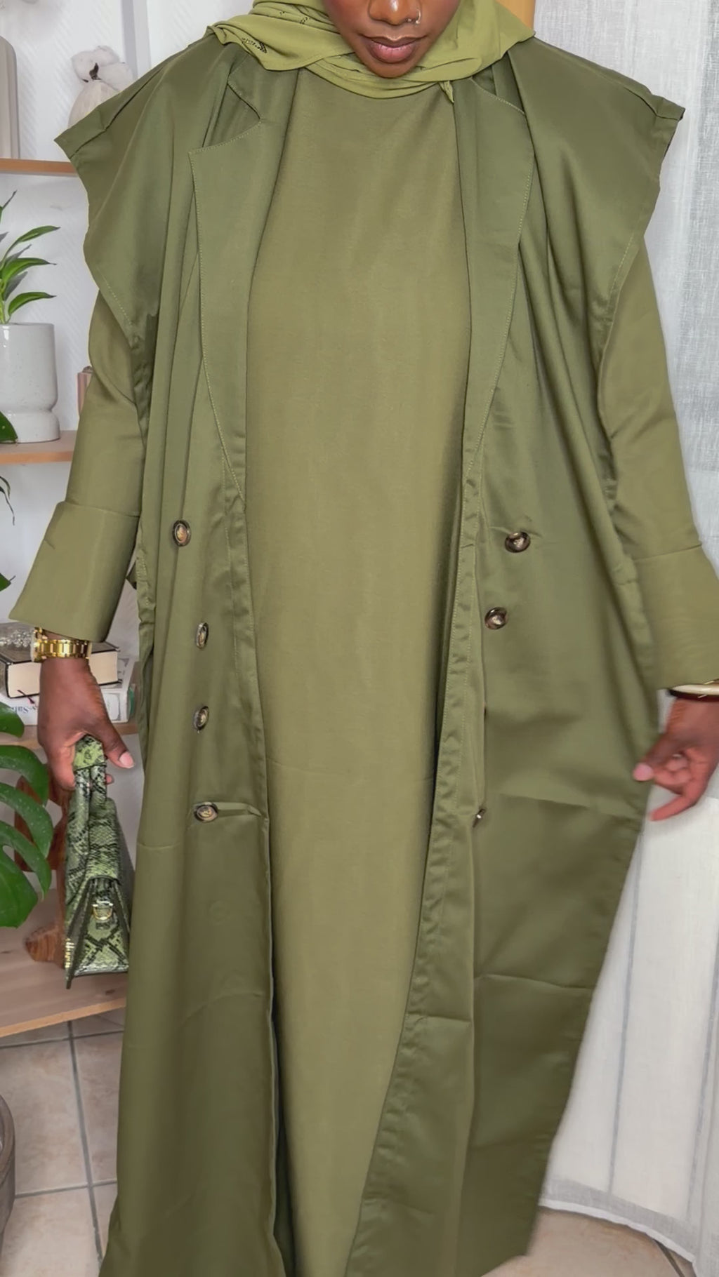 Ensemble Trench vert kaki